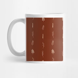 Cream Branches in Columns on Red Mug